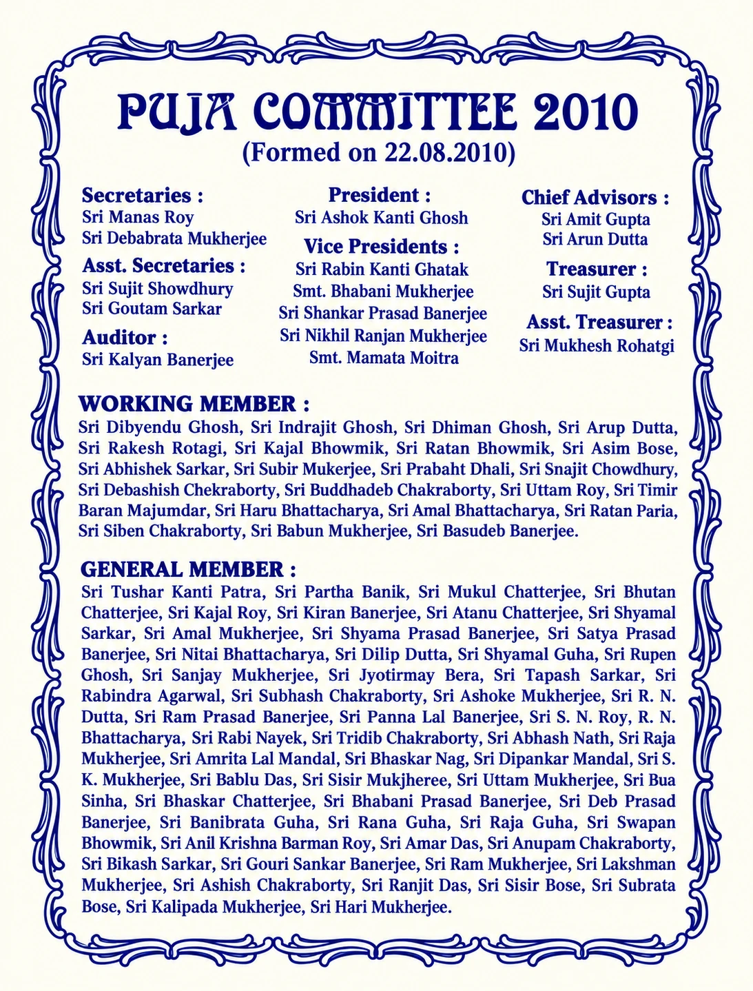 2010 · Puja Committee