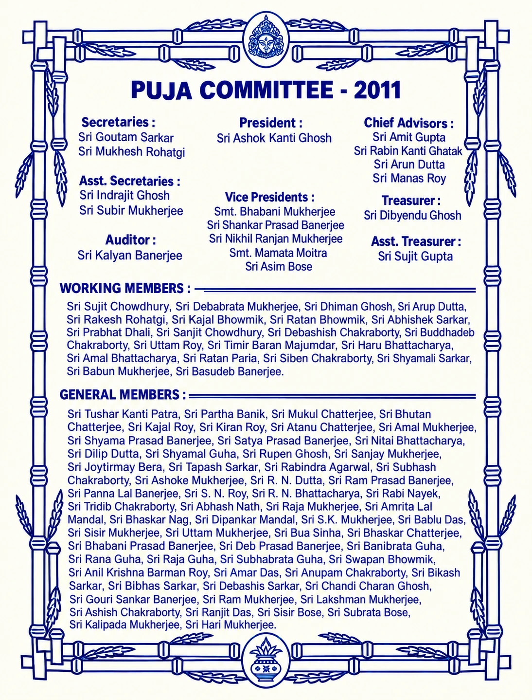 2011 · Puja Committee