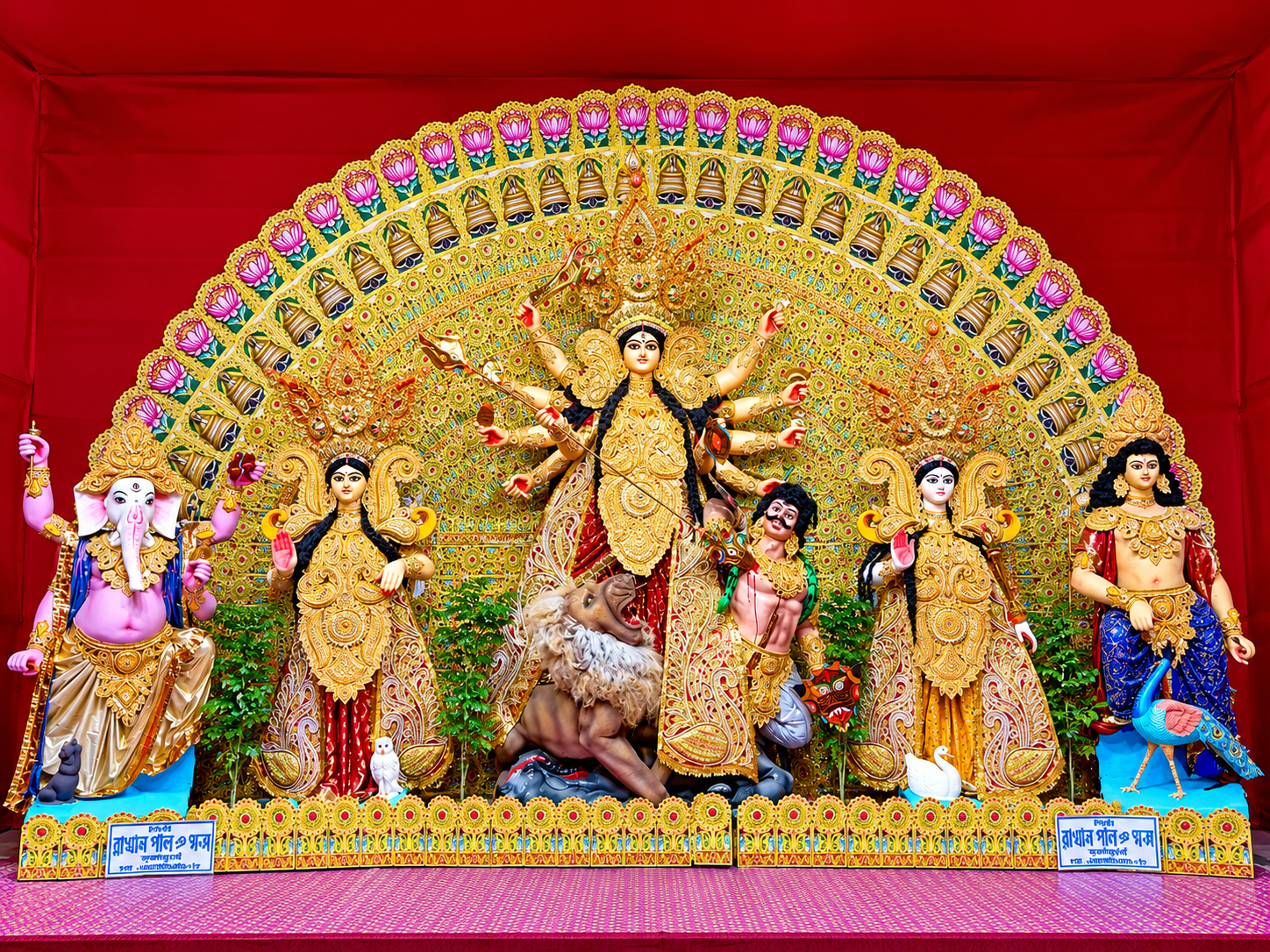 Maa Durga and her family in the pandal, photograph 3